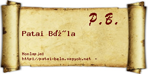 Patai Béla névjegykártya